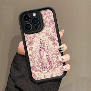 Virgin Mary Pattern Phone Case,TPU Soft Silicone,Fully Protected and Shockproof For iPhone 17 16 15 Pro Max 14 13 12 11 X Plus Air Mini Stylish Trendy