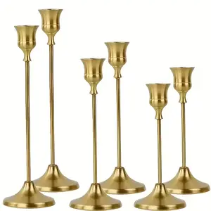 Elegant European-Style Metal Candlesticks, 3pcs Romantic Dinner Accessories, Electroplated Finish, Perfect for Weddings, Birthdays, Parties