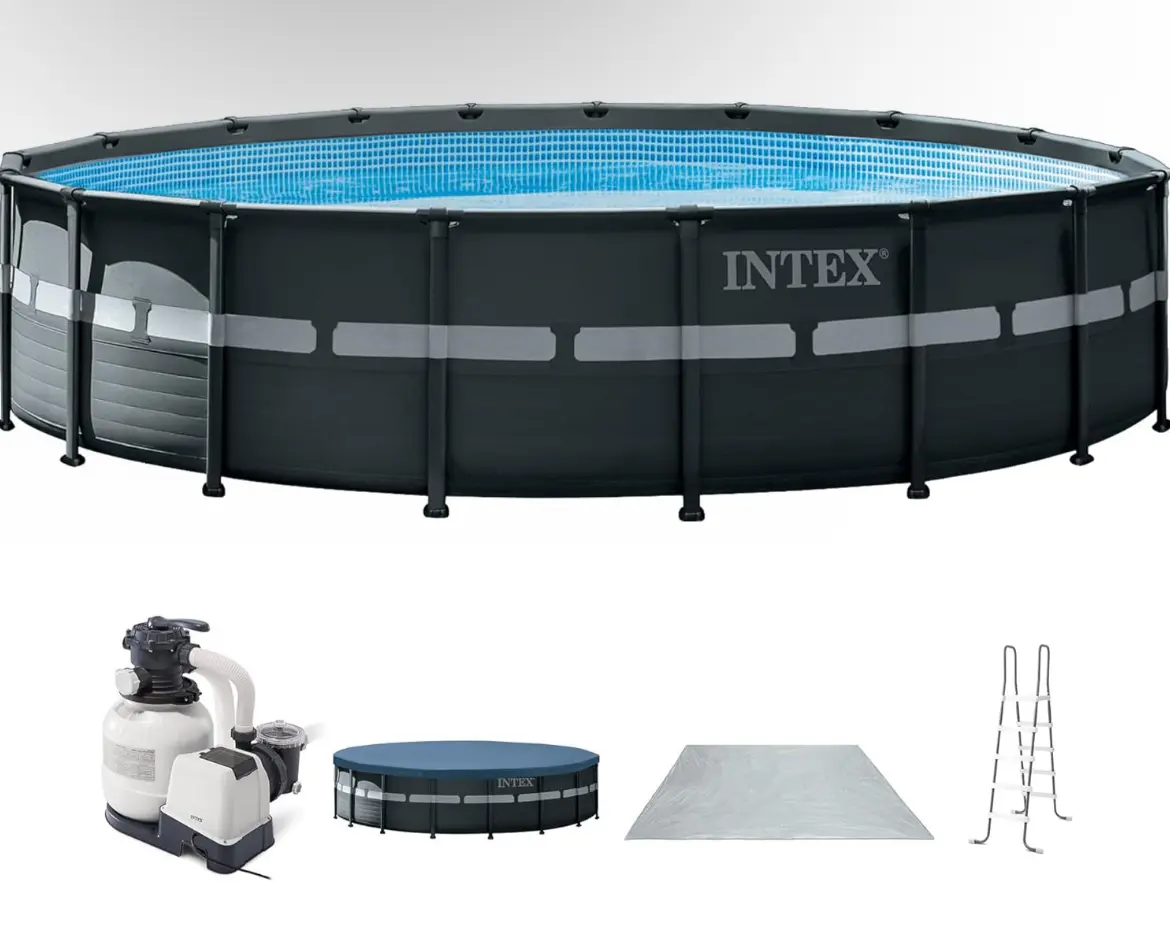 Ultra XTR 18 ft x 52 in Above Ground Pool Set, Round Swimming Pool with Steel Frame, 2100 GPH Sand Filter Pump, Ladder, Cover, & Ground Cloth