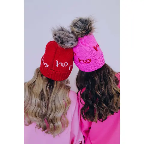 Ribbed Knit Stretch One Size Pom Beanie - Holiday Detail, Party Wear, Holiday Look - 2 Colors