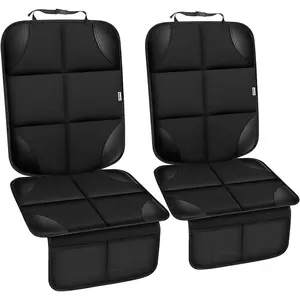 Car Seat Protector for Child Car Seat, Durable 600D Fabric Waterproof Car Seat Cover with Thick Pad Non-Slip Backing,No Imprints (Black 2pcs)