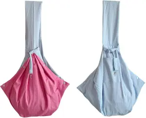 Baby Sling for Cat & Dog - Reversible Breathable Fabric Carrier with Storage Pockets for Small Pets 3-15 lbs - Machine Washable & Safety Buckle Design