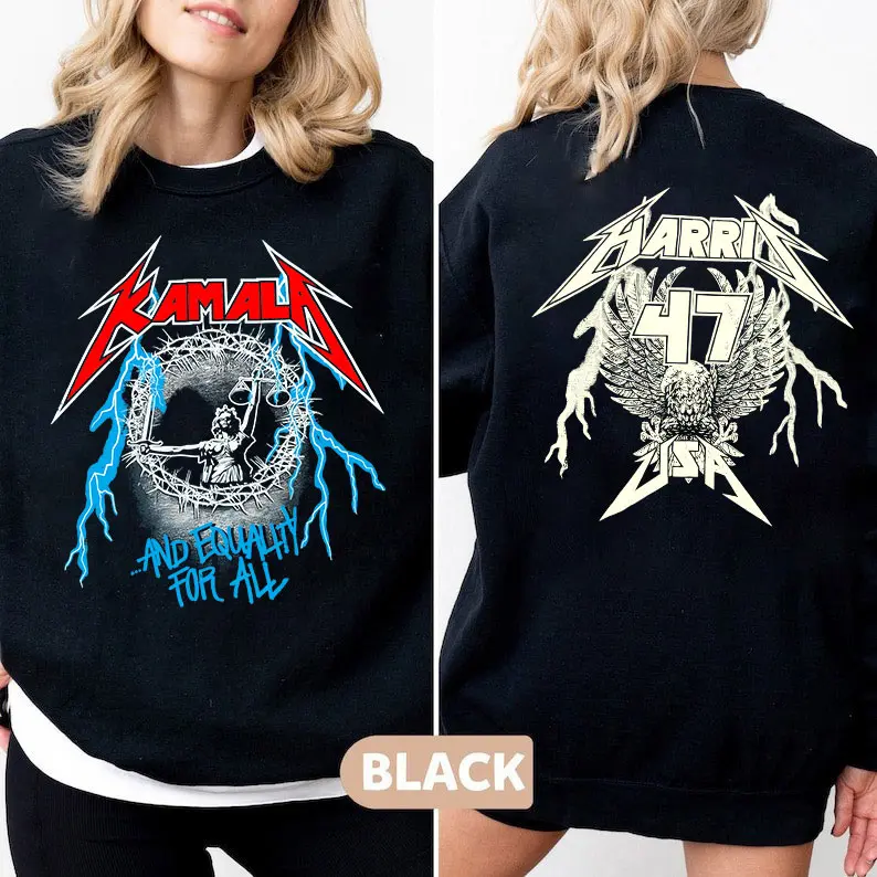 Kamala Harris Rock Style 2 Side Shirt, Kamala And Equality For All, Election 2024, Women Right Shirt Sweatshirt, Hoodie, Vote Shirt
