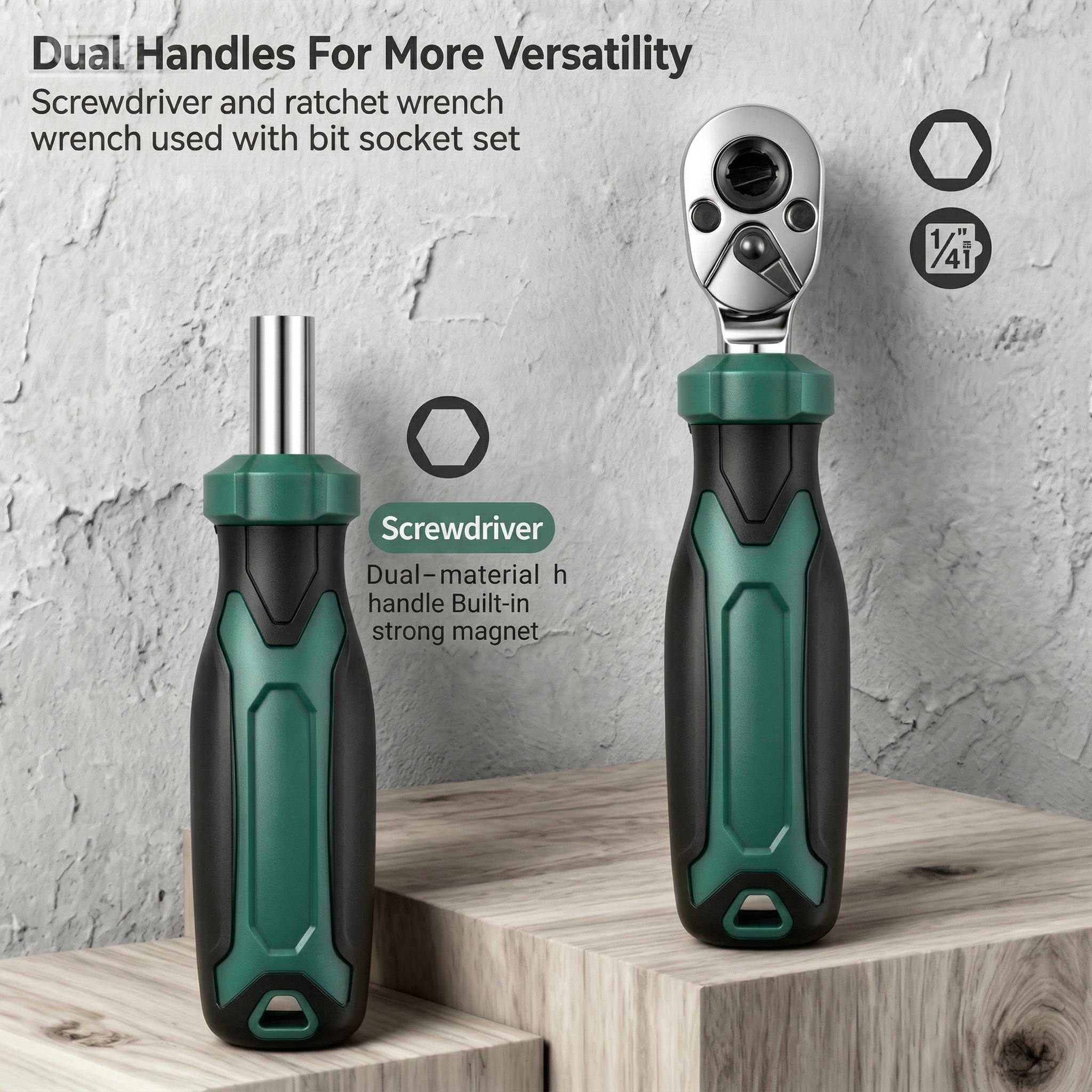 40-Piece All-in-One Socket & Screwdriver Bit Set, High-Torque Ratchet Wrench Tool Kit for Home, Garage, Auto Repair Magnetic Rotary car Removal Portable