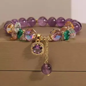 【Elegant】Trendy New Natural Amethyst Crystal Wrist Bracelet Daily Wear