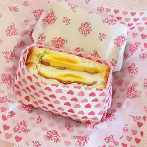 10/50pcs Wax Paper Pattern Food Packaging Paper, Food Grade Oil-Proof Paper for Bread Sandwiches Burgers Fries Baking Tools