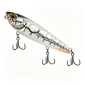 DeepJaw Outfitters Zig Zag Walk Topwater Pencil Lure new model - Triple Treble Hooks, Slip-Step Design, Head-Swing Design for Bass Fishing