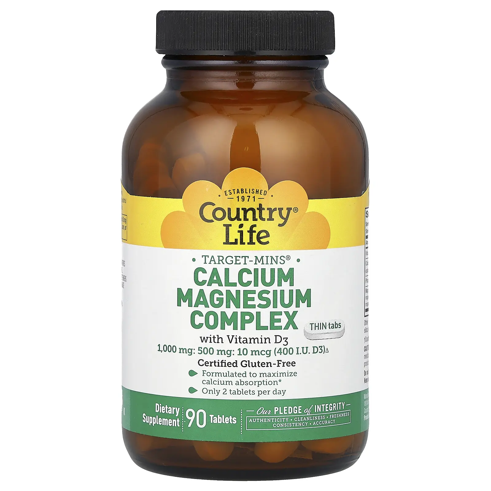 Country Life Target-Mins, Calcium Magnesium Complex with Vitamin D3, 90 Tablets