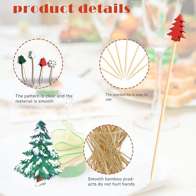 120 PCS White Pearl Cocktail Picks 4.7 Inch Bamboo Toothpicks for Appetizers, Drinks & Elegant Party Food Presentation