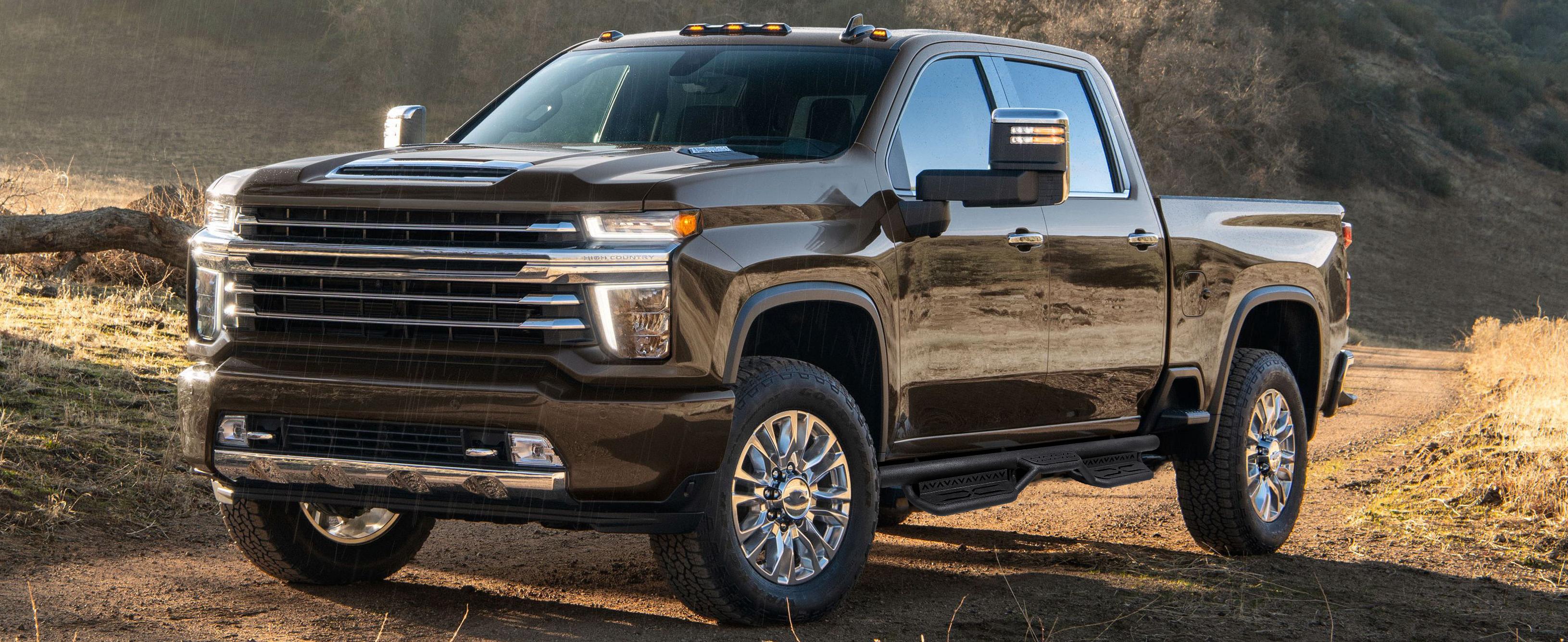 【EYOUHZ】Carbon Steel 2-Tier Wave Pattern Bolt-On Crew Cab Running Boards, Automotive Side Steps for 2019-2026 Chevy Silverado/GMC Sierra 1500 (Excl 2019 1500 LD/Limited), 2020-2026 GMC Sierra 2500HD 3500HD Truck Accessories