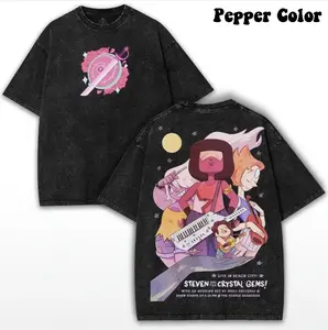 Steven Universe Crystal Gems Graphic Tee, Cartoon Band Design T-Shirt, Retro Animated Show Streetwear, steven universe, Steven and the Gems Live in Beach City Shirt, Unisex Menswear Womenswear Top