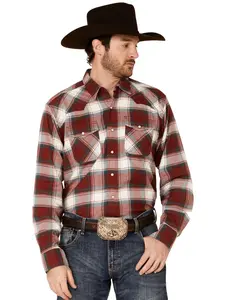 Ariat Men's Hillsboro Retro  Plaid Long Sleeve Snap Western Flannel Shirt - 10037334
