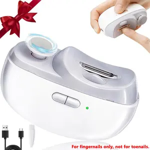 2-in-1 Electric Nail Clipper, Automatic Nail Trimmer with LED Light, 2-Speed Settings, Household Nail File, Nail Care Tool for Elderly Adults and Infants, Nail Clippers