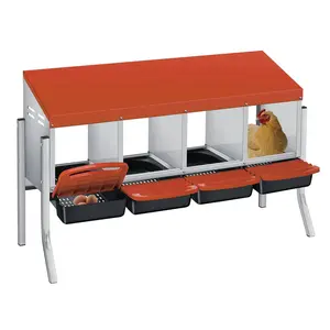 GAOMON 4-Hole Chicken Nesting Box with legs, Roll Away Nest with Removable Tray, Easy Egg Collection & Cleaning, Wall-Mount Nesting Boxes for Hens, Chicken Coop - Orange