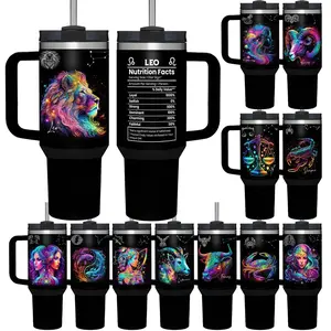 Constellation Pattern Tumbler, 1 Count 40oz/1100ML Stainless Steel Double Wall Vacuum Insulated Tumbler, Zodiac Gifts for Women and Men, Drinkware, Thermos Cup, Vacuum Flask Rooster Tumbler Customized Chivas Soccer Digital Egg bottle jarro Sports Bottle