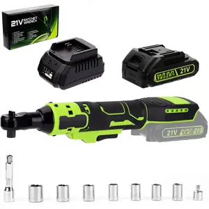 Electric Ratchet Wrench 21V, 3/8" Cordless Ratchet Wrench 40 N.M,   Ratchet with  & Charger (2.0Ah), Power Socket Torque Wrench Ratchet with 7 Sockets