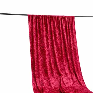 Crushed Velvet Backdrop Curtain – Red 5ft x 12ft Event Drape with Rod Pocket, Privacy Panel for Photo Booths & Events