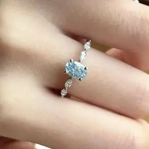 Beautiful and unique Simple fresh aquamarine pigeon rings for women  fashion trend Simple ring adjustable high-end Jewelry
