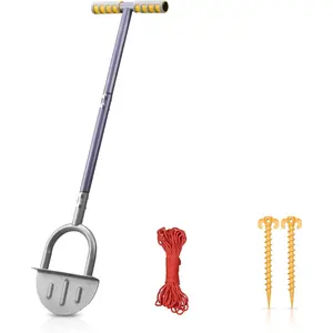 Half-Moon Edger Lawn Tool - Steel Garden Edger for Landscaping & Borders with Rope & Pegs for Precision - - Manual Edger Lawn Tool with  Rubber-Grip Handles, 39 in.