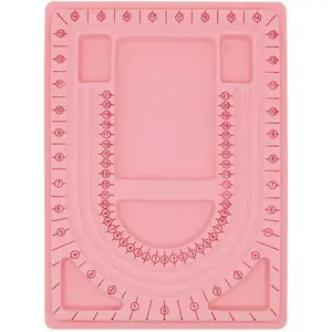 Pink Bead Board with Flock, 9.5 by 12.9-inch, Design Beading Board Tray DIY Craft Tool for Girl and Necklace Beading  Designer