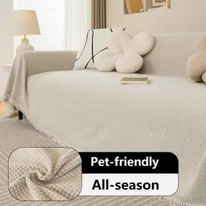 Premium Plain Sofa Cover, Soft Plush Full Coverage Blanket, Non-Slip Cushion Protector, Universal Fit for All Seasons, 1 Piece