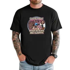 Cryptids Podcast T Shirt, When Humans Are Sleeping Tee, Retro 80s vintage cryptid Fan Gift, Graphic Printed Top