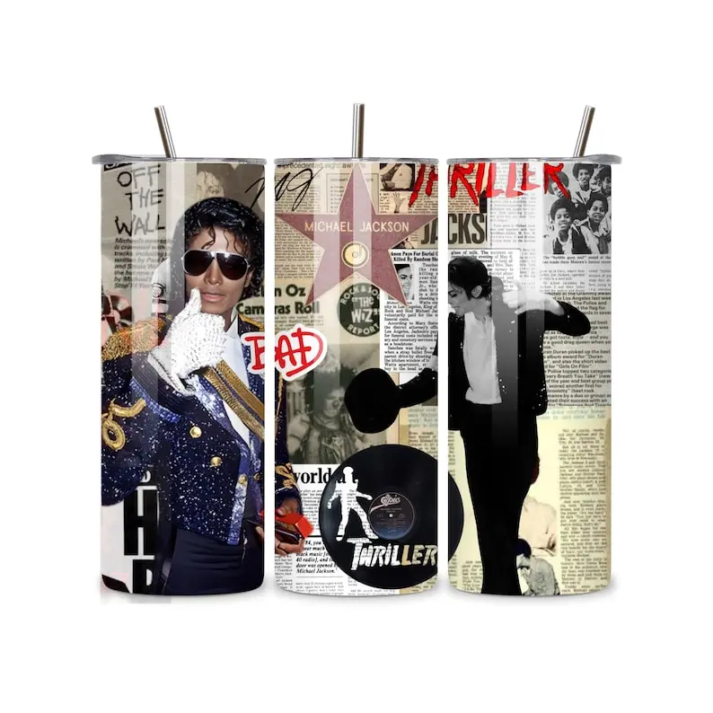 Michael Jackson 20oz 40oz V3 Tumbler with Handle - King of Pop Stainless Steel Insulated Cup Thriller Moonwalk Fan Gift, Music Legend Fan Gift
