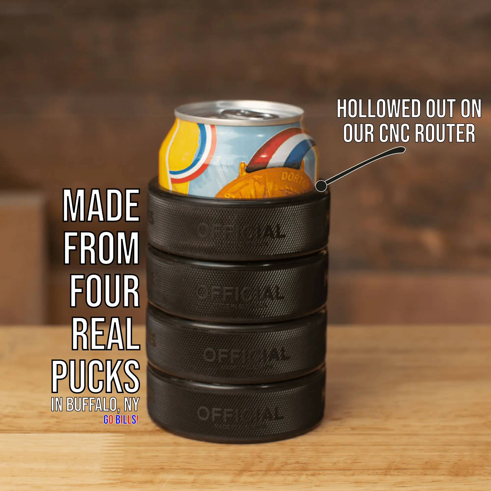 Hockey Puck Coozie Can Cooler for 12oz Standard Can