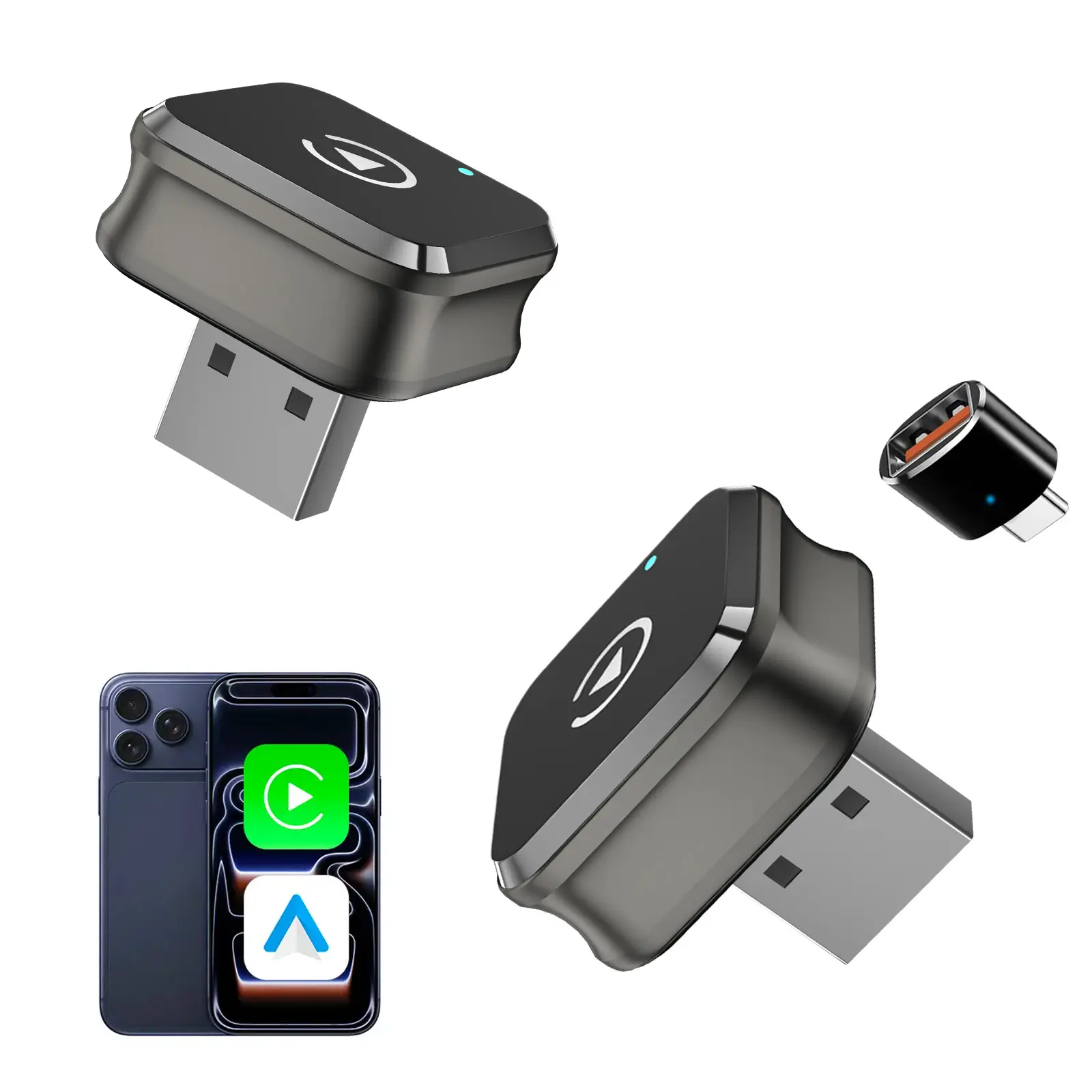 [Deals For You Days] 2026 New Upgraded Plug-In Wireless CarPlay Adapter with Dual Band Chipset, iPhone/Android Compatible, Android 11 and Above Support, Fast Connect, Stable Carplay Dongle Connectivity, Hands-Free Calling