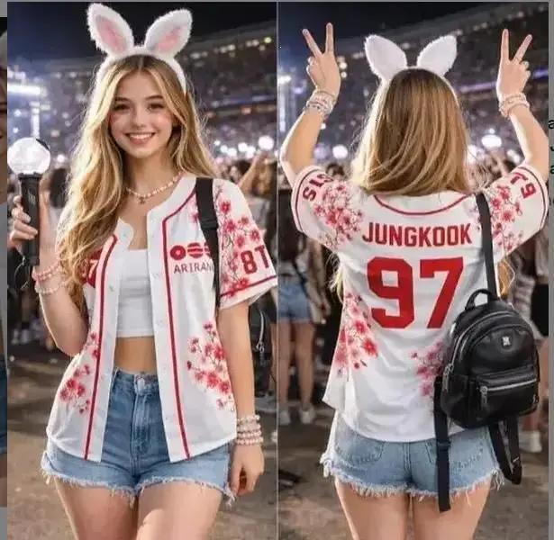 Kpop Group Bangtan Style Jersey Comeback 2026, Custom Bangtan Boys Members Baseball Jersey For Army, Bangtan World Tour 2026 Merch Top