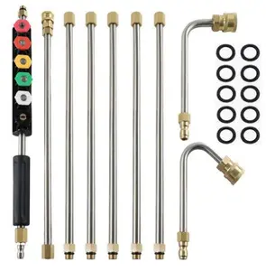 9-Piece High-Pressure Washer Extension Wand Kit with 6 Color-Coded Nozzles - 1.6M Stainless Steel Quick-Connect Lance for Car, Roof & AC Cleaning (4000PSI)