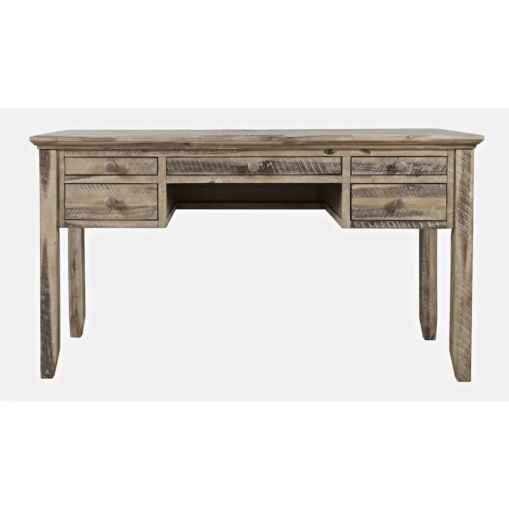 Rustic Shores Coastal Ease Rectangular Acacia Wood Desktop Style Desk & Workstation, Distressed Office Furniture with USB Charge Functionality