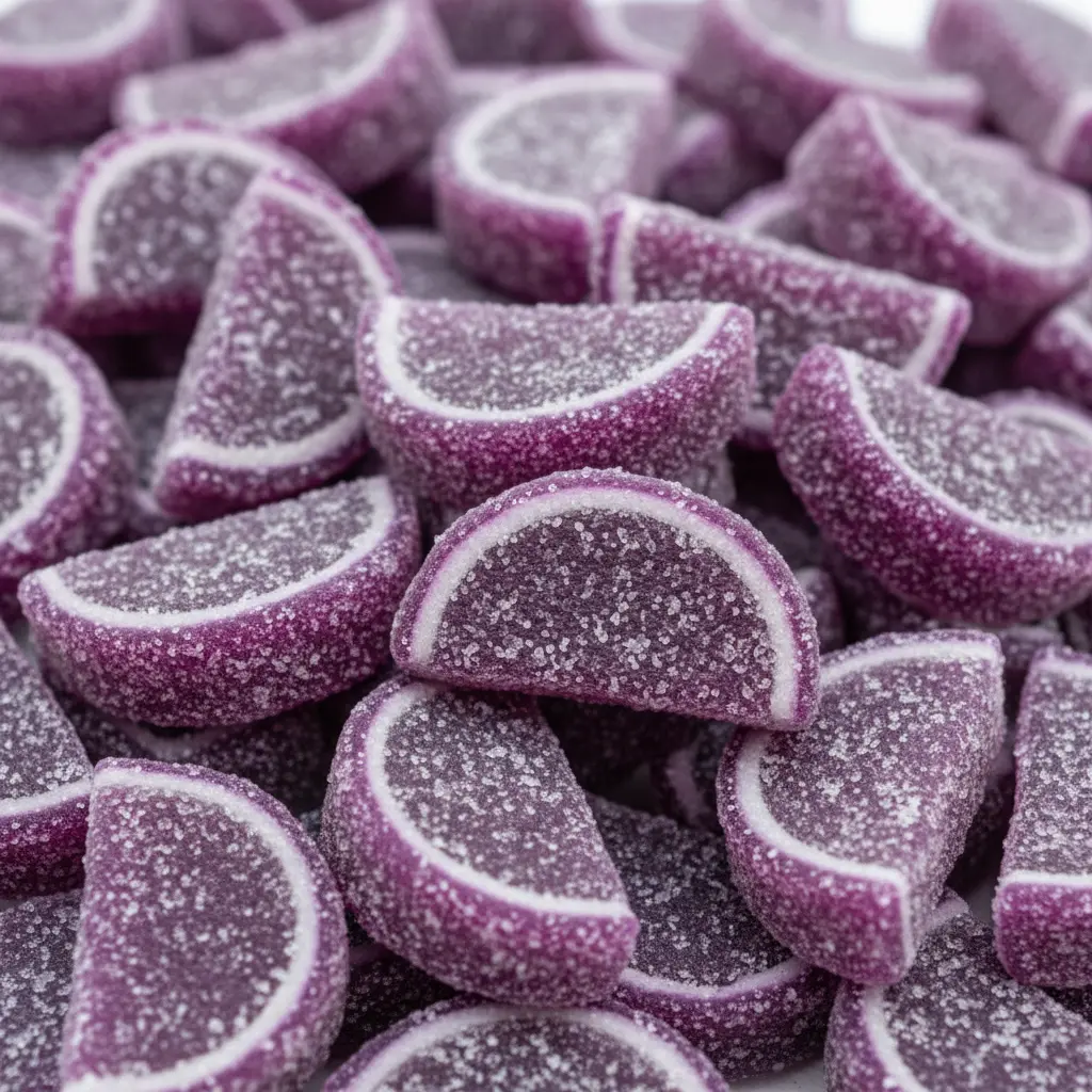 Grape Fruit Slices Candy Soft Chewy Sugar Coated Fruity Gummies