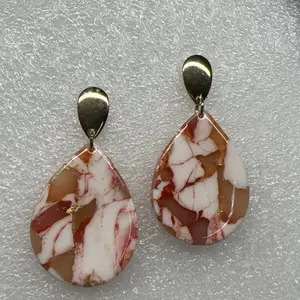 Rustic Sunset Polymer Clay Translucent Dangle Drop Earrings