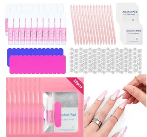 SAVILAND 20PCS Press on Nail Tool Kit: Nail Prep Kit with Nail Glue, Adhesive Tabs, Mini Nail File, Acrylic Sticks, Prep Pads for Press on Nail Art Starters Press On Nail Packaging for Salon Business