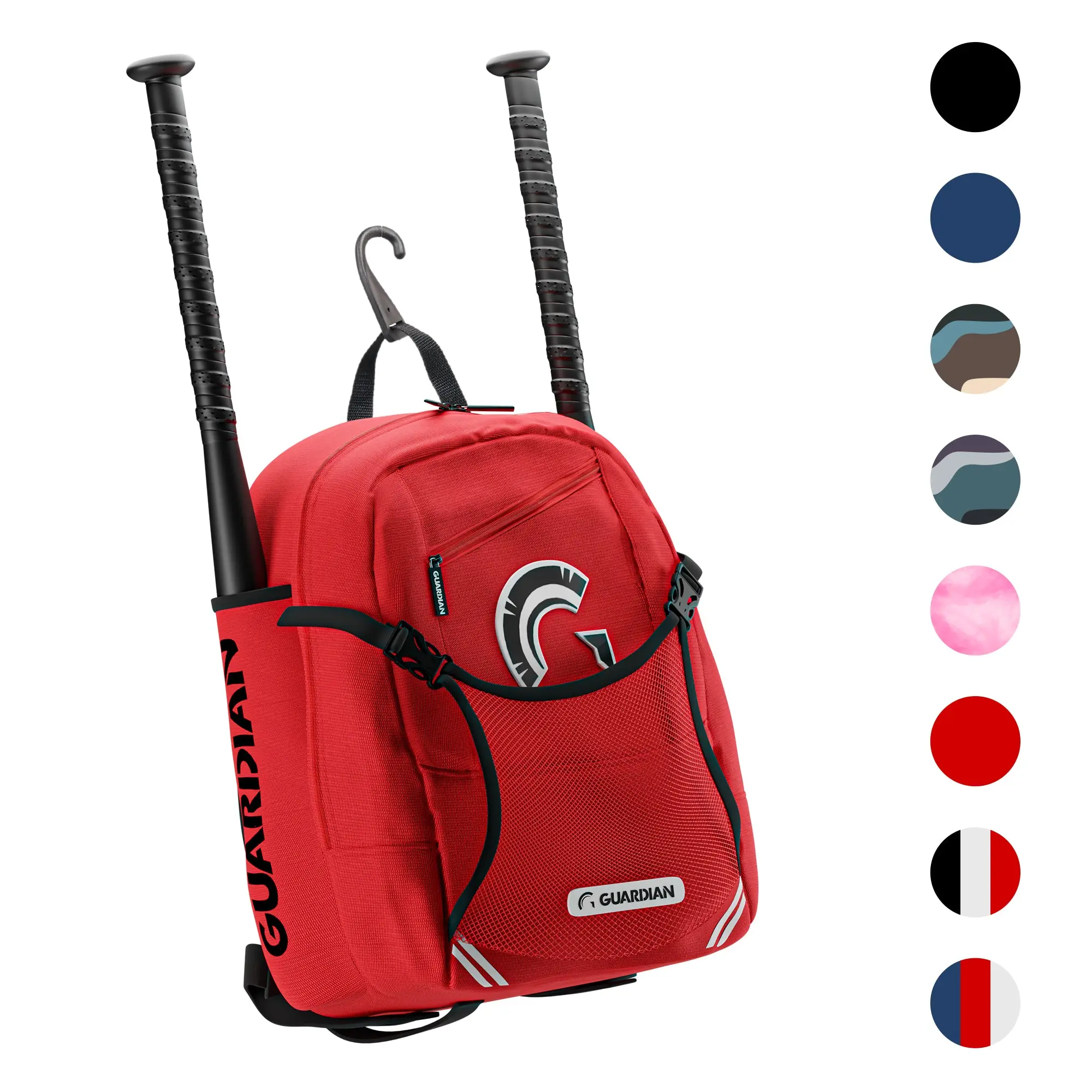 Guardian Baseball Rookie Youth Baseball Bat Bag - Boys or Girls (Red/Black) Bat Sleeves Durable