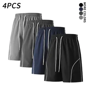 4-Pack Men’s Casual Athletic Shorts with White Piping – Lightweight, Breathable Summer Shorts for Gym, Running, and Everyday Wear,Summer vibe