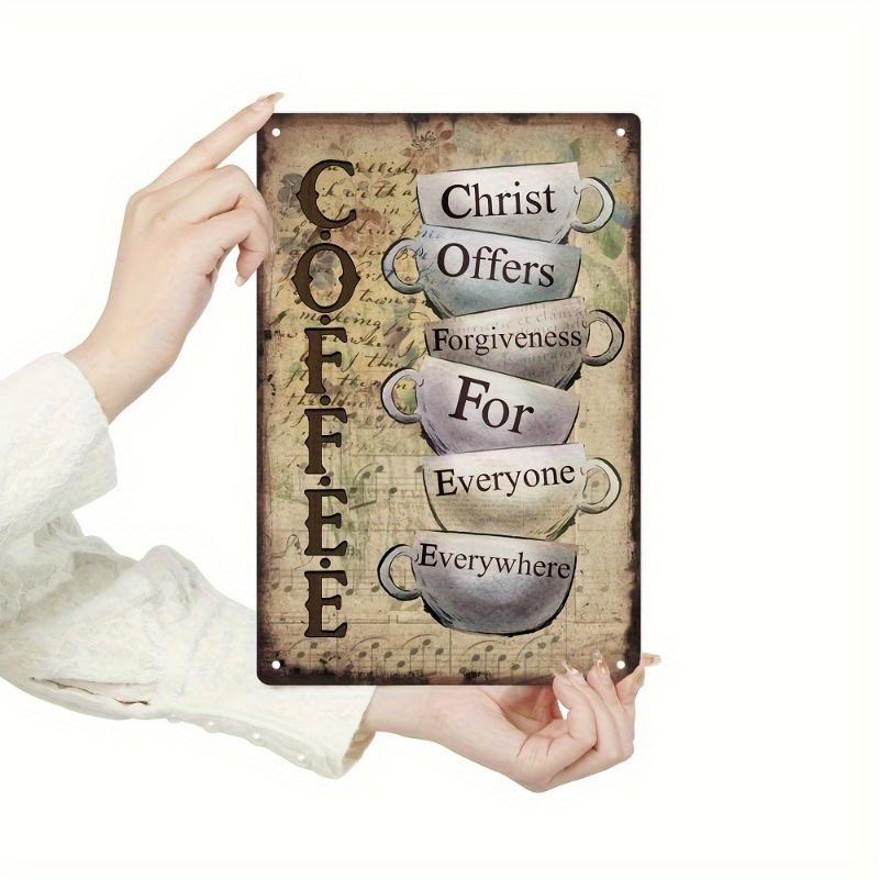 Rustic Wooden Coffee Wall Art, 5.85x7.8in, Inspirational Quote Sign, Easy to Hang, for Home & Coffee Shop Decor, Vintage Style, No Power Needed, Battery-Free