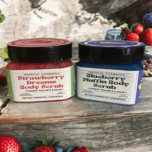 NEW PRODUCT* Sugar Scrub Bundle - Strawberry & Blueberry Muffin Body Scrub - Easy to Use, Ideal for Gentle Exfoliation Holiday Glow Skin Repair Cosmetic Cleanser Cleansing body scrubber Skincare