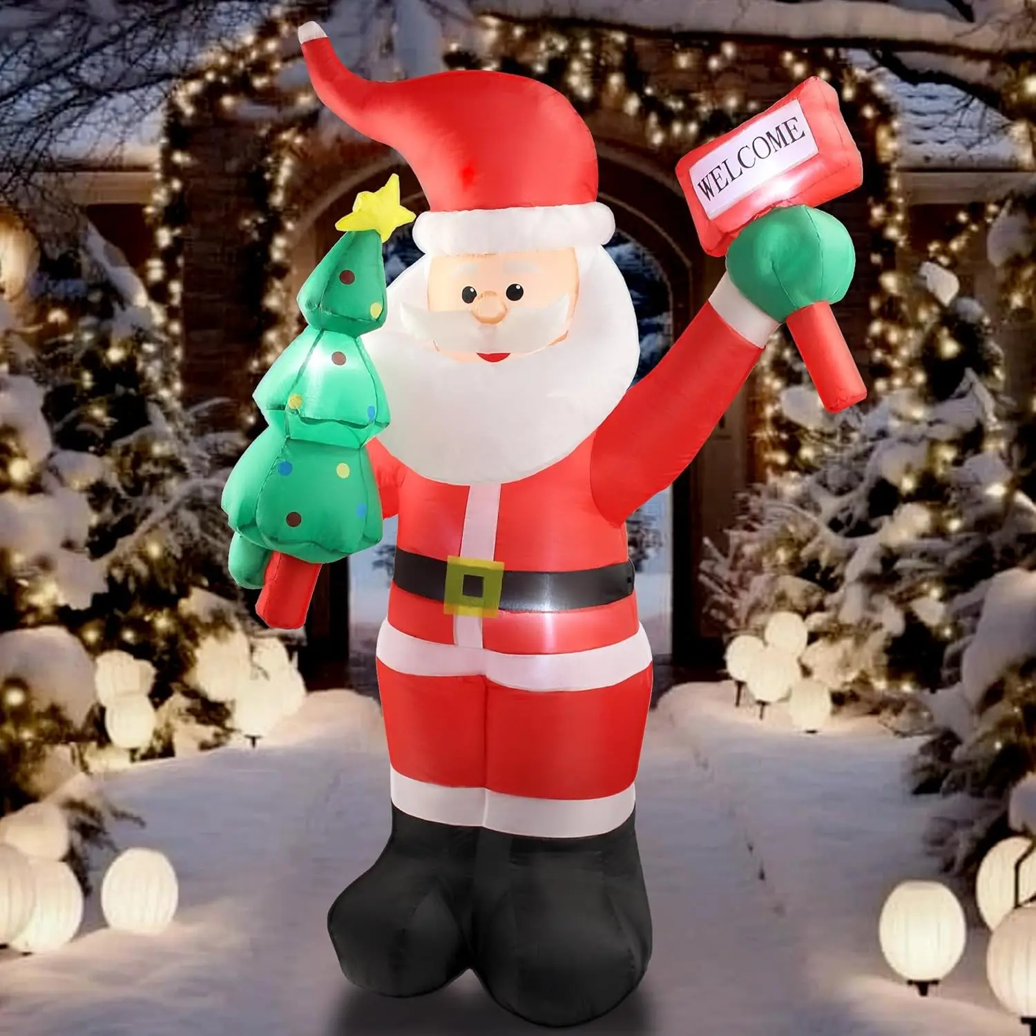 6 FT Christmas Inflatable Santa Claus Outdoor Decorations with Built-In LEDs, Blow-Up Santa for Yard, Inflatable Xmas Decor for Indoor Outdoor Garden Lawn Winter Christmas Decor