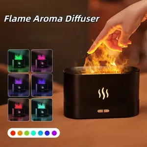 Aroma Diffuser Essential Oil Fragrance Creative Simulated Flame Cold Mist Humidifier with Color Changing 7-Color Night Light 200ml Capacity Auto Shut Off Function Creates Soothing Ambience Freshens and Purifies Indoor Air