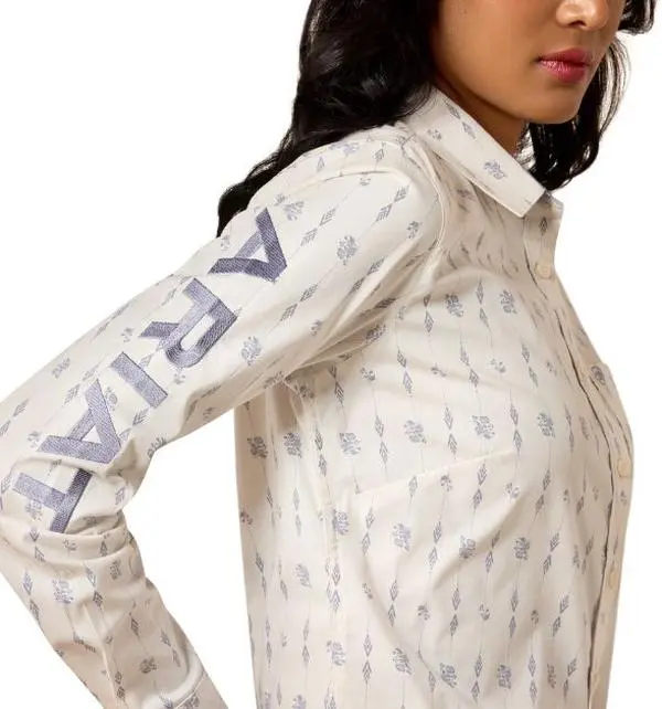 Ariat Women’s Team Kirby Long Sleeve Shirt – White Sea Salt Dewdrop