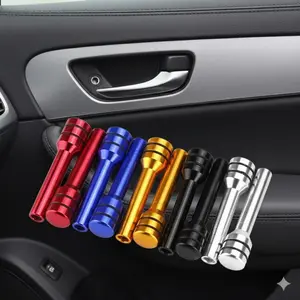 Universal Car Door Lock Knob Cover, Aluminum Interior Lock Cap for Trucks & Vehicles, Durable Anti-Slip Pull Pin Design, Front & Rear Door Handle Upgrade, Interior Modification Accessory, Lock Replacement Tool for Automotive Maintenance.