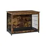 SONGMICS HOME Feandrea Rustic Finish Heavy-Duty Wooden Dog Crate Furniture - Indoor End Table Enclosure with Steel Frame, Removable Tray, Customizable Side Door, Left/Right Placement & Easy Assembly to Reduce Home Damage