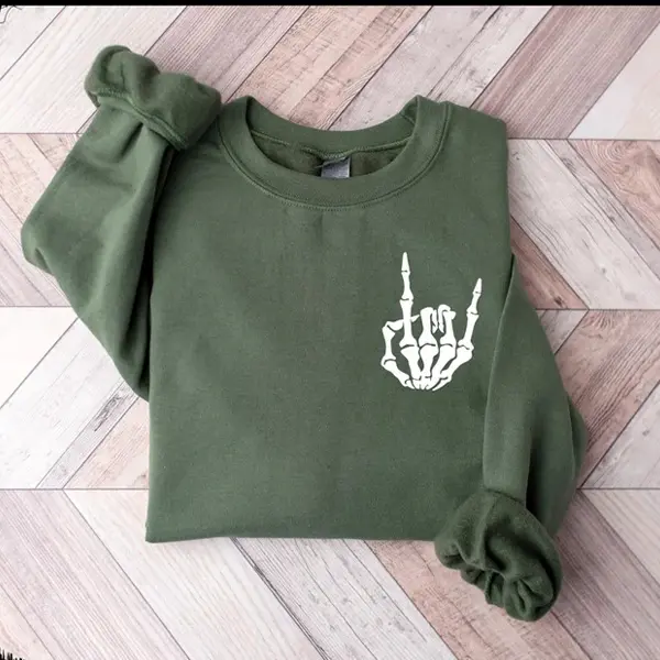 Skeleton Halloween Sweatshirt, Minimalist Skeleton Hand Sweater, Spooky Season Pullover, Fall Aesthetic Sweatshirt, Halloween Cozy Sweater