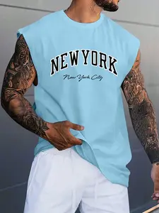 Retro New York City Graphic Muscle Tank Top for Men | Vintage Varsity Style Sleeveless Streetwear Tee | Breathable Forest Green Cotton Vest for Summer Urban Outfits & Casual Daily Wear | Casual Everyday Wear