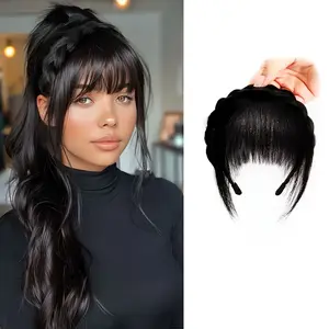 Instant Air Bangs with Braided Headband Extension| Natural Looking Clip-in Fringe for Women| 2-in-1 Synthetic Hairpiece for Face Contouring & Quick Hairstyling