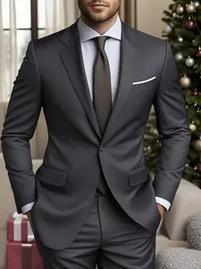 Men's Formal Business Matching Suit Set, Formal Wear, Single Button Blazer Jacket Long Sleeve & Pants, Ideal for Interviews & Casual Business Events, Workwear