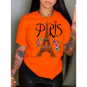 100% pure cotton women's top, available in multiple colors, women's casual short-sleeve round neck, geometric pattern pullover, regular fit, suitable for spring, summer, and all seasons, comfortable fabric