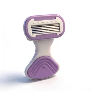 Whityle Purple Mini Girls' Body Care Blade Razor - 2x 5-Blade Stainless Steel Refills, Resin-Silicone Anti-Slip Wide Short Handle, Sensitive Skin Peach-Safe Design, Portable Beginner-Friendly Bikini Brazilian Shaver, Beginner-Friendly Razors